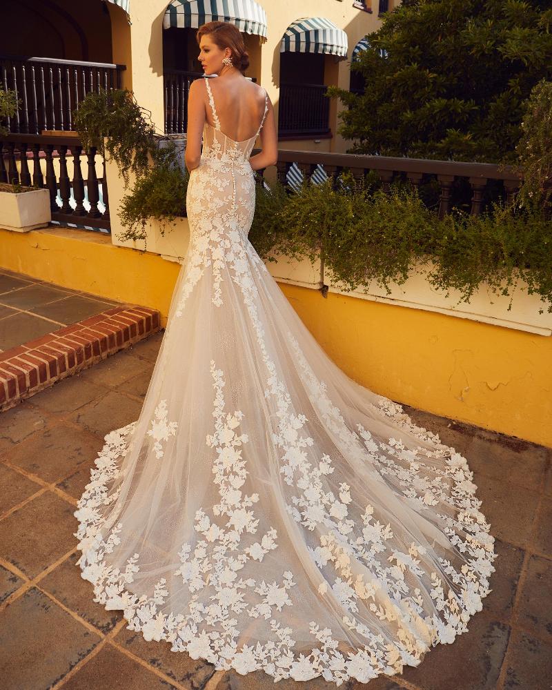 La23120 sexy lace mermaid wedding dress with spaghetti straps2